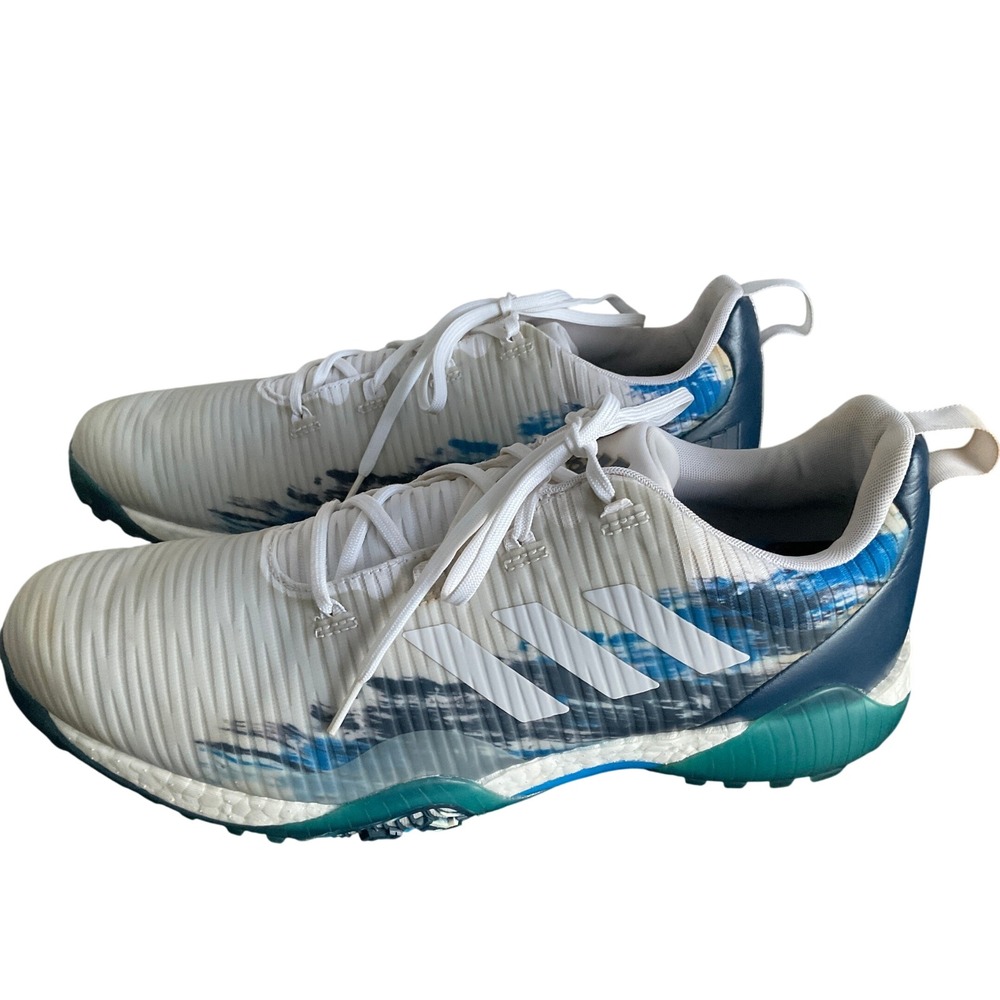 Adidas Codechaos 22 Boost Spikeless Golf Shoes Mens 15 White Blue Green GW5341